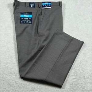 Stafford CoolMax Ecomode Gray Houndstooth Classic Wool Blend Dress Pants 40x32